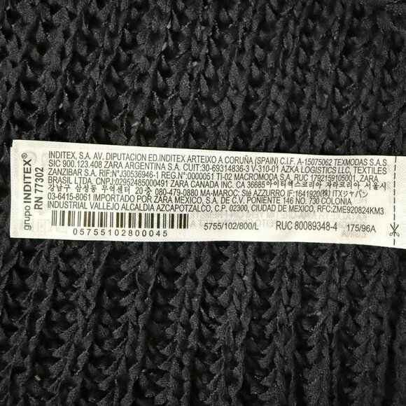 Zara Sweater Women's Large Long Sleeve Ribbed Knit Stretch Relaxed Fit Black - Picture 12 of 13